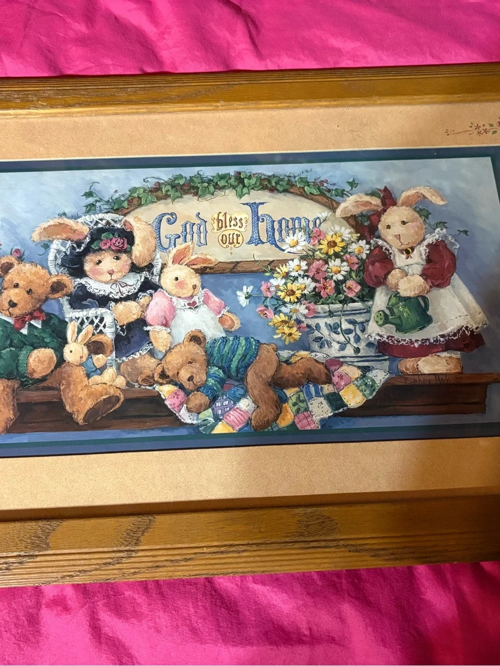 Vintage Nursery Bunny and Teddy Shelf Art - Multicolor - Picture 2 of 3